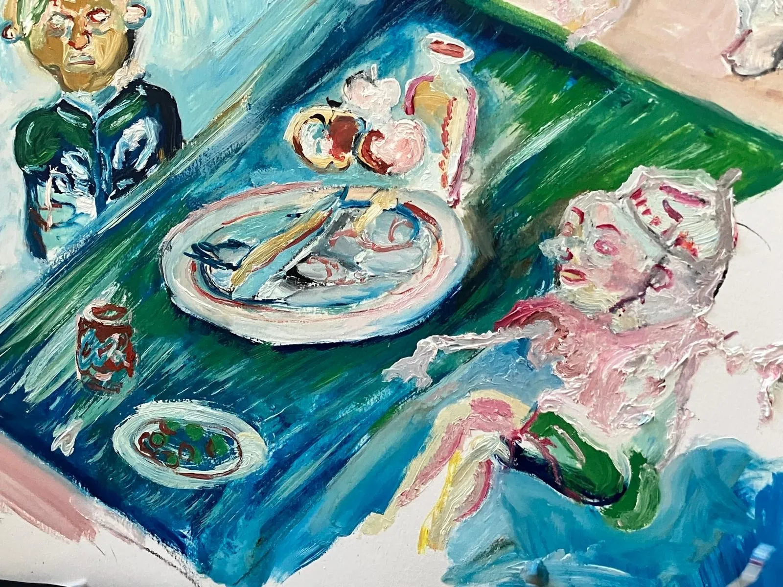 Table scene in blue and green