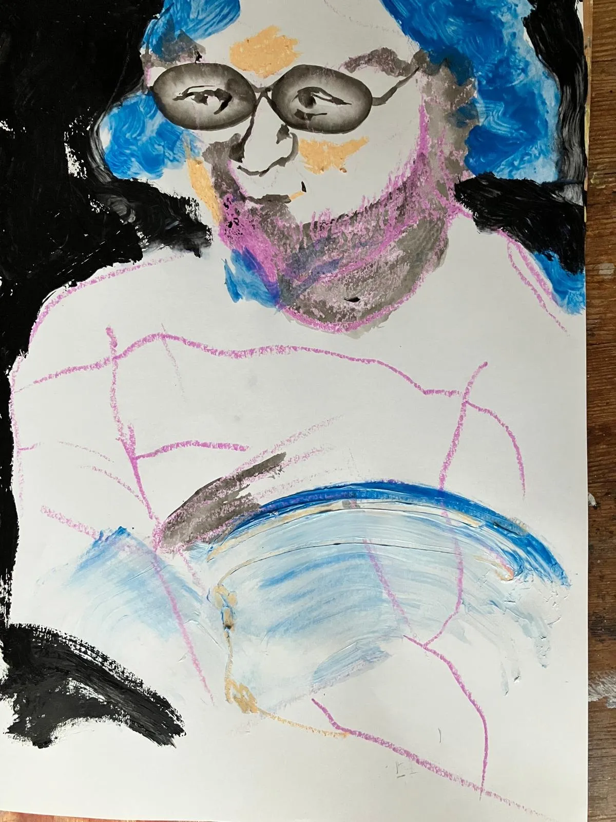 Portrait with glasses in pastel