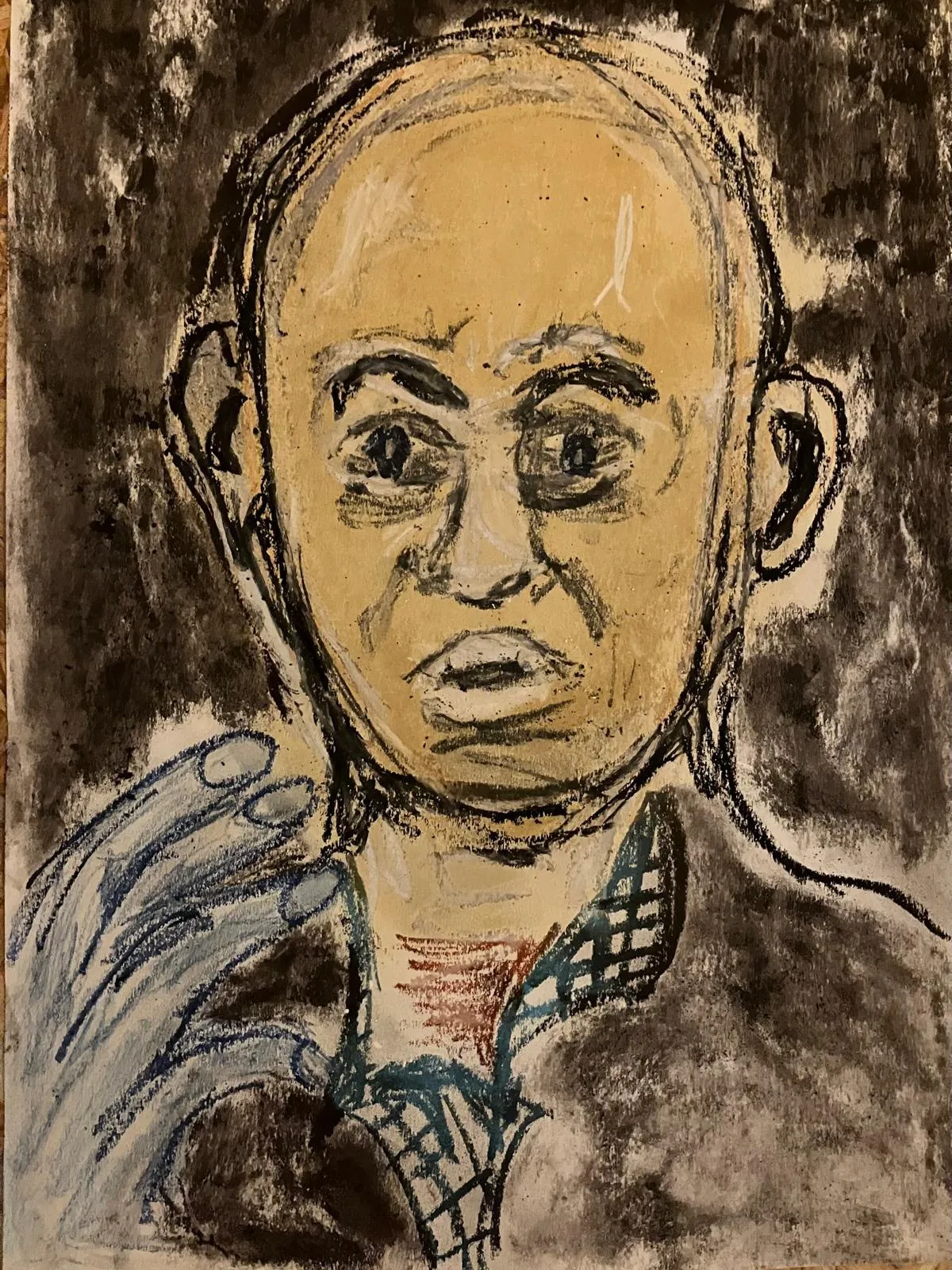 Portrait in ochre and charcoal