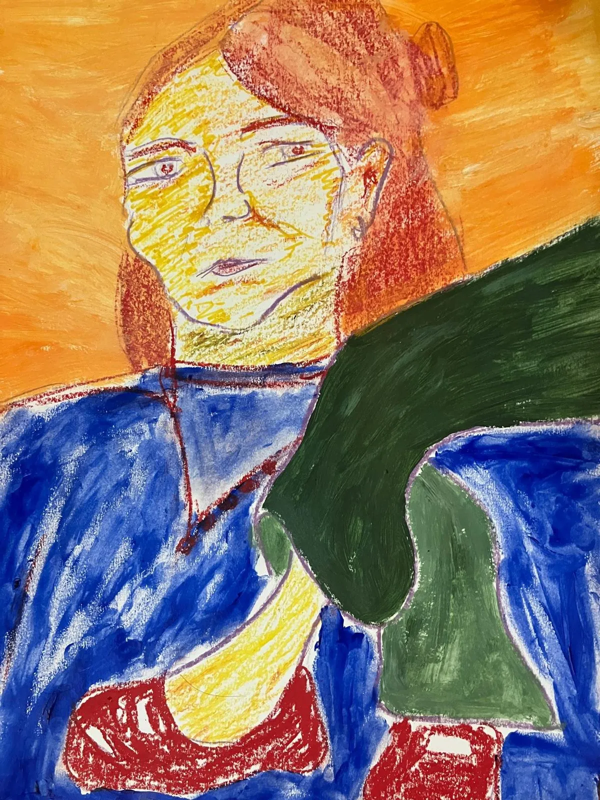 Portrait in orange and blue