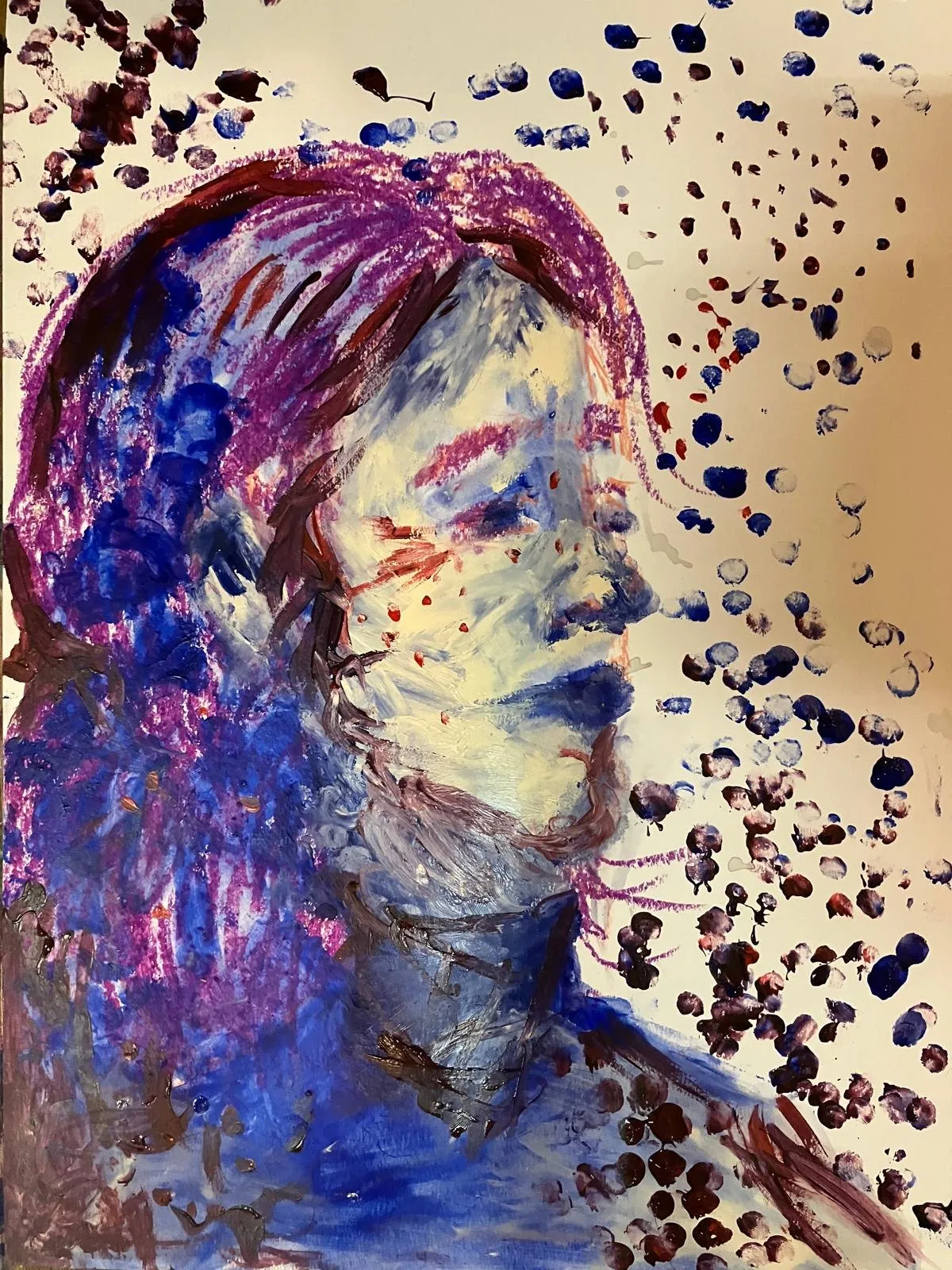 Portrait in purple with splatter