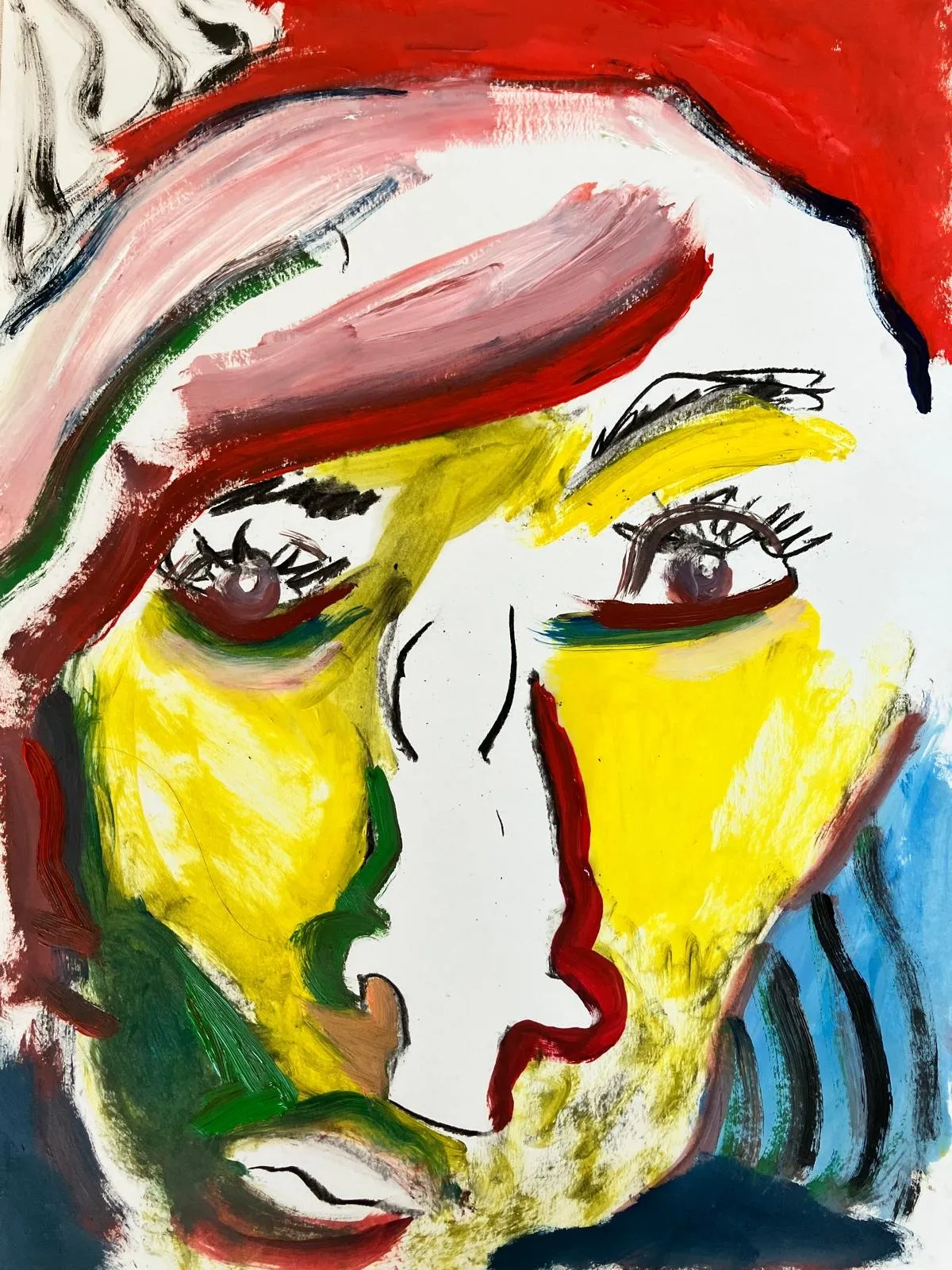 Face in yellow and white
