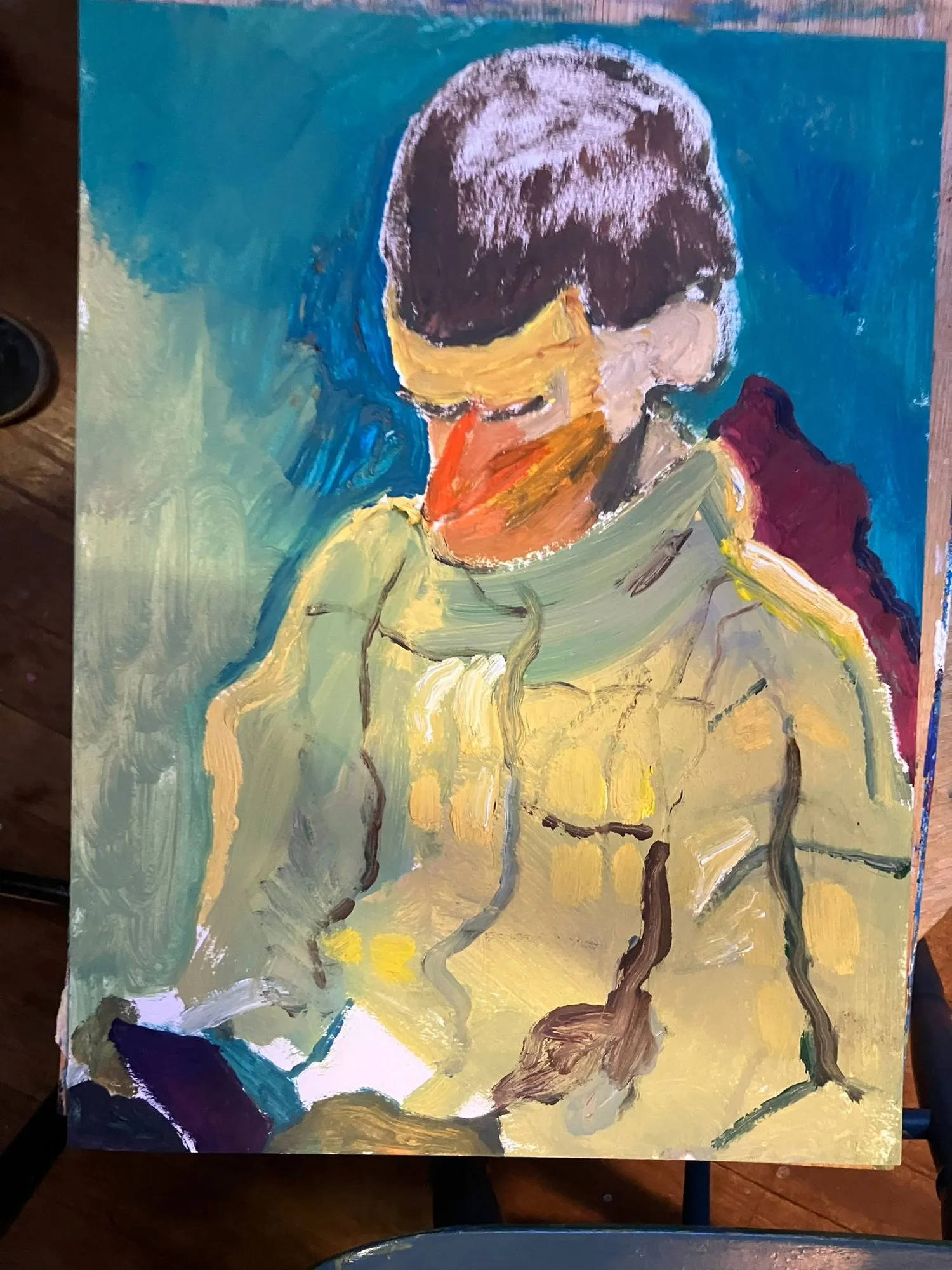 Portrait in a yellow jumper